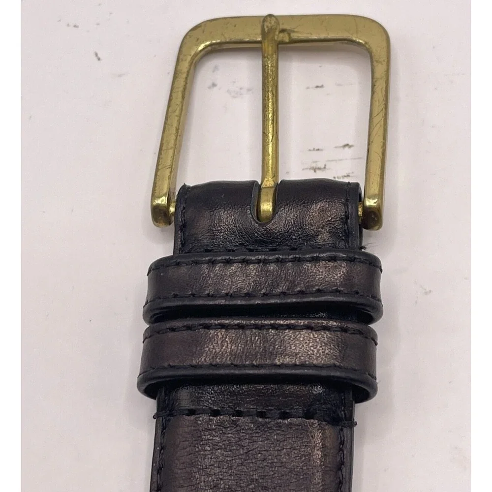 Coach Black Leather Belt with Brown Interior and Gold Buckle